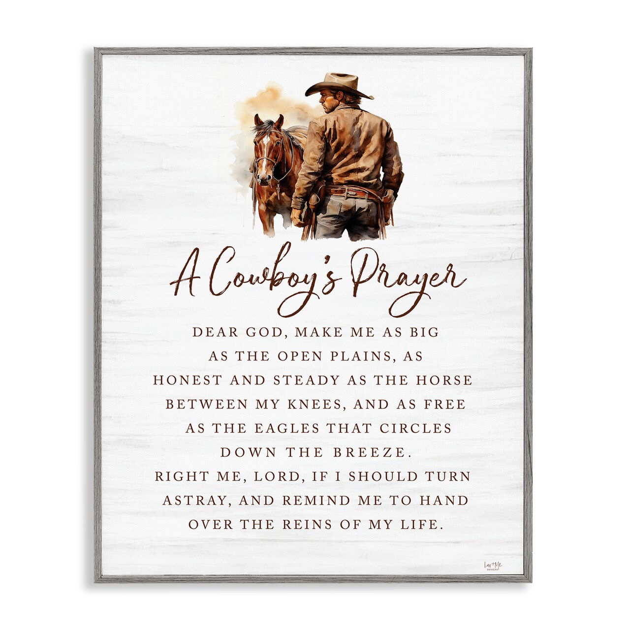 Stupell Industries Heartfelt Cowboy's Prayer Framed Giclee Wall Art Design by Lux + Me Designs